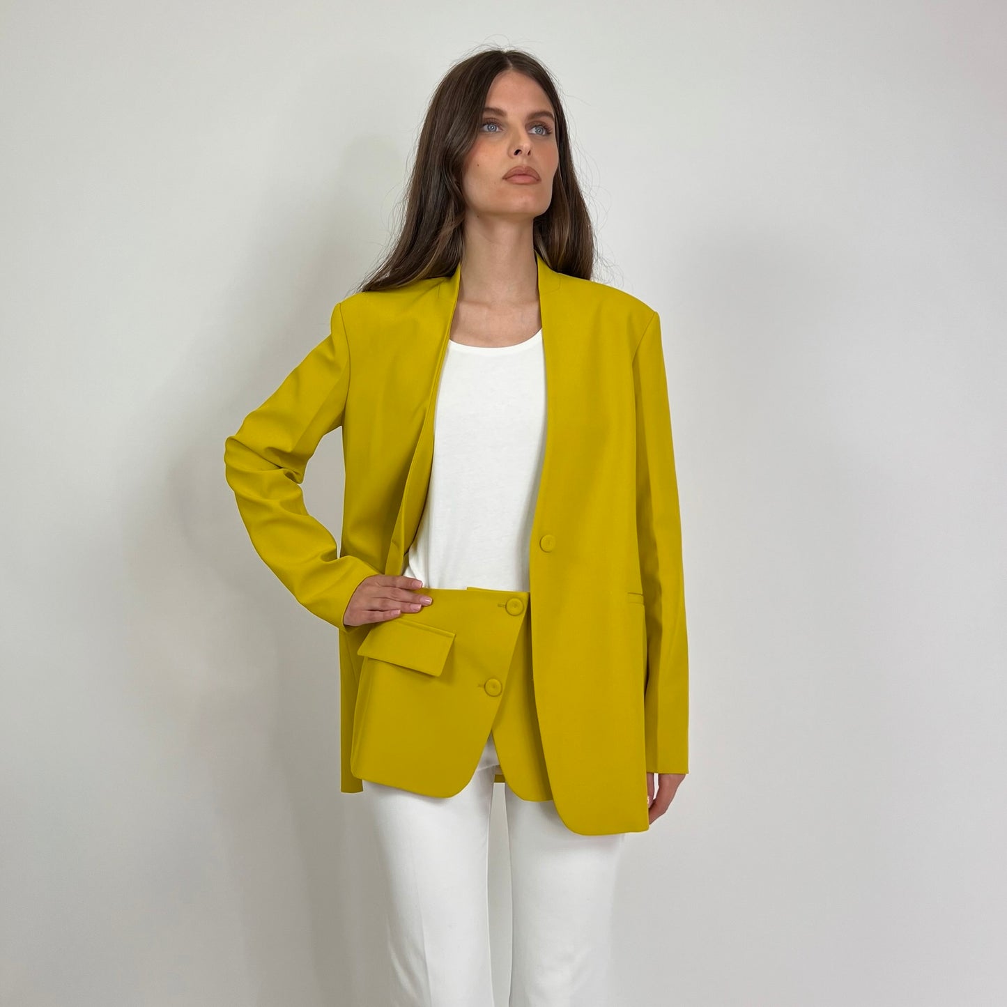 ERIKA CAVALLINI Blazer lungo giallo olio