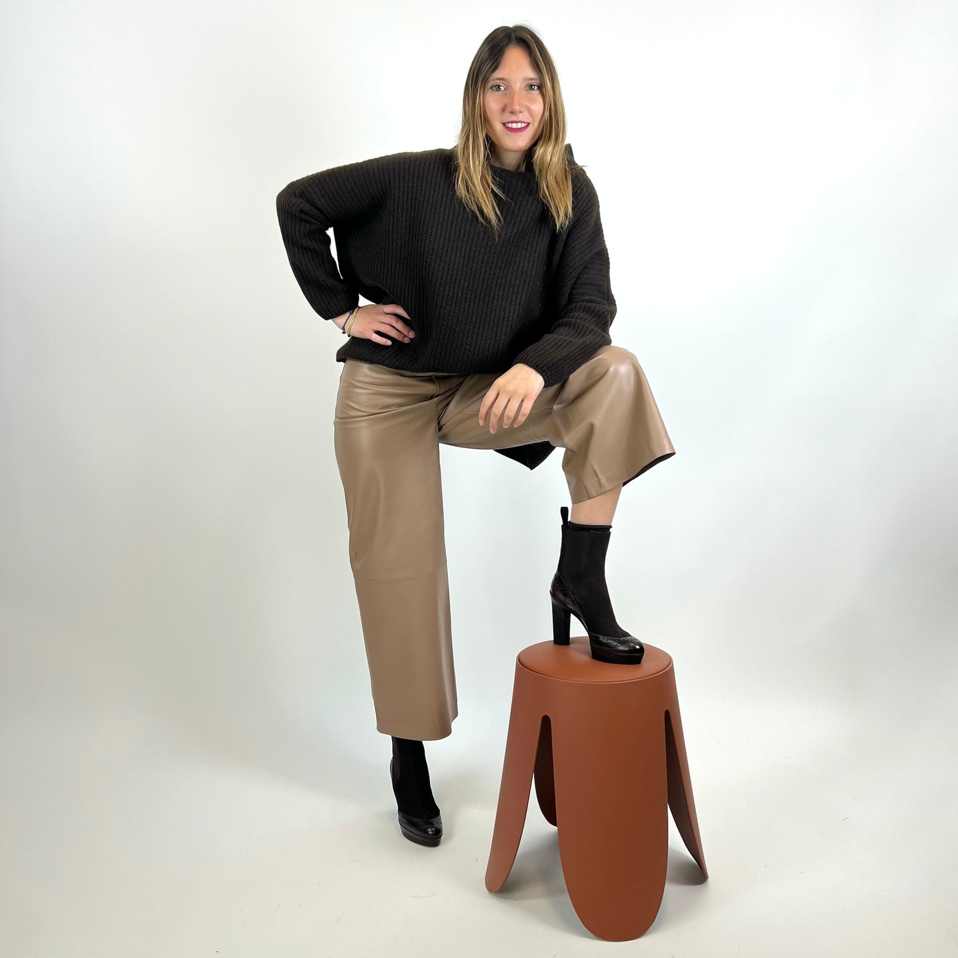 DESA NINETEENSEVENTYTWO Pantaloni in pelle tortora