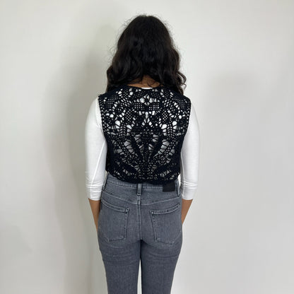 N.N. Gilet in pizzo macramè nero