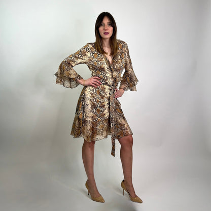 DIANE VON FURSTENBERG Abito a portafoglio stampa pitone 