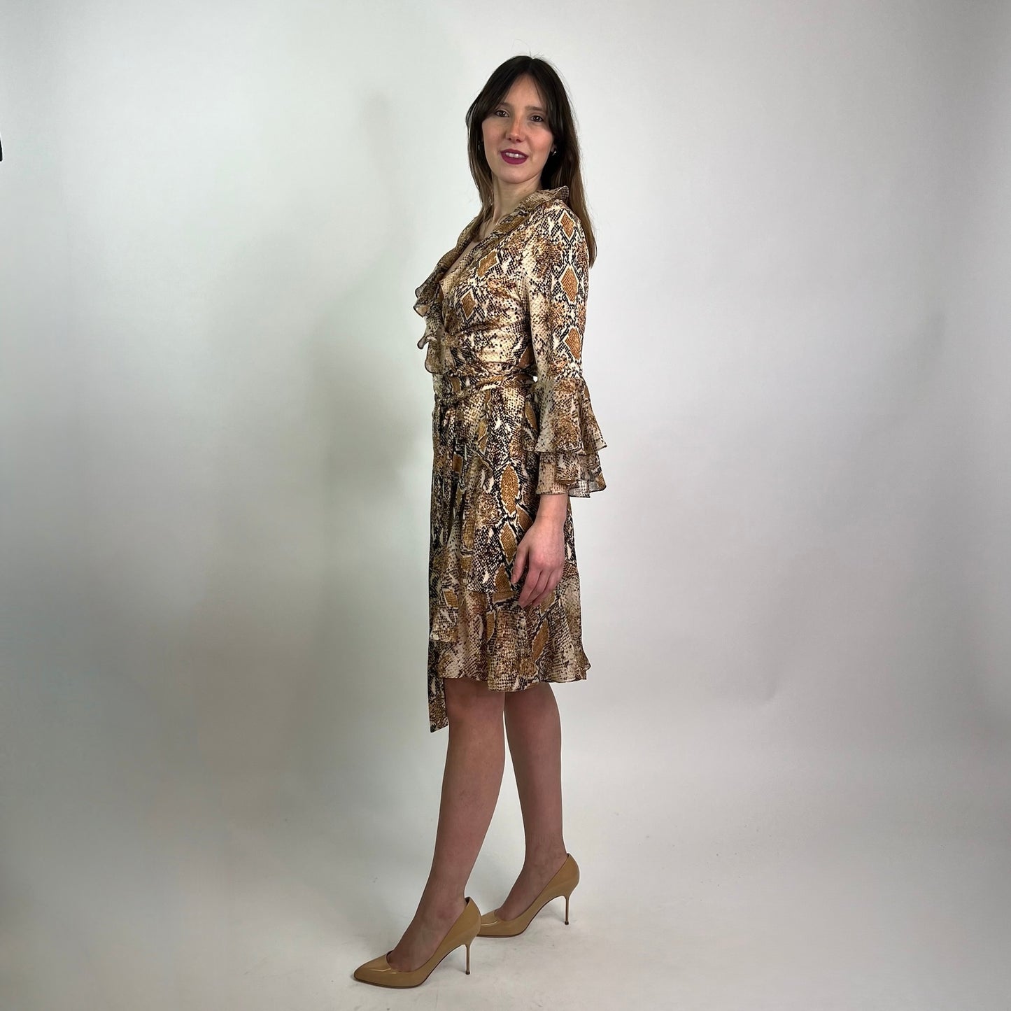 DIANE VON FURSTENBERG Abito a portafoglio stampa pitone 