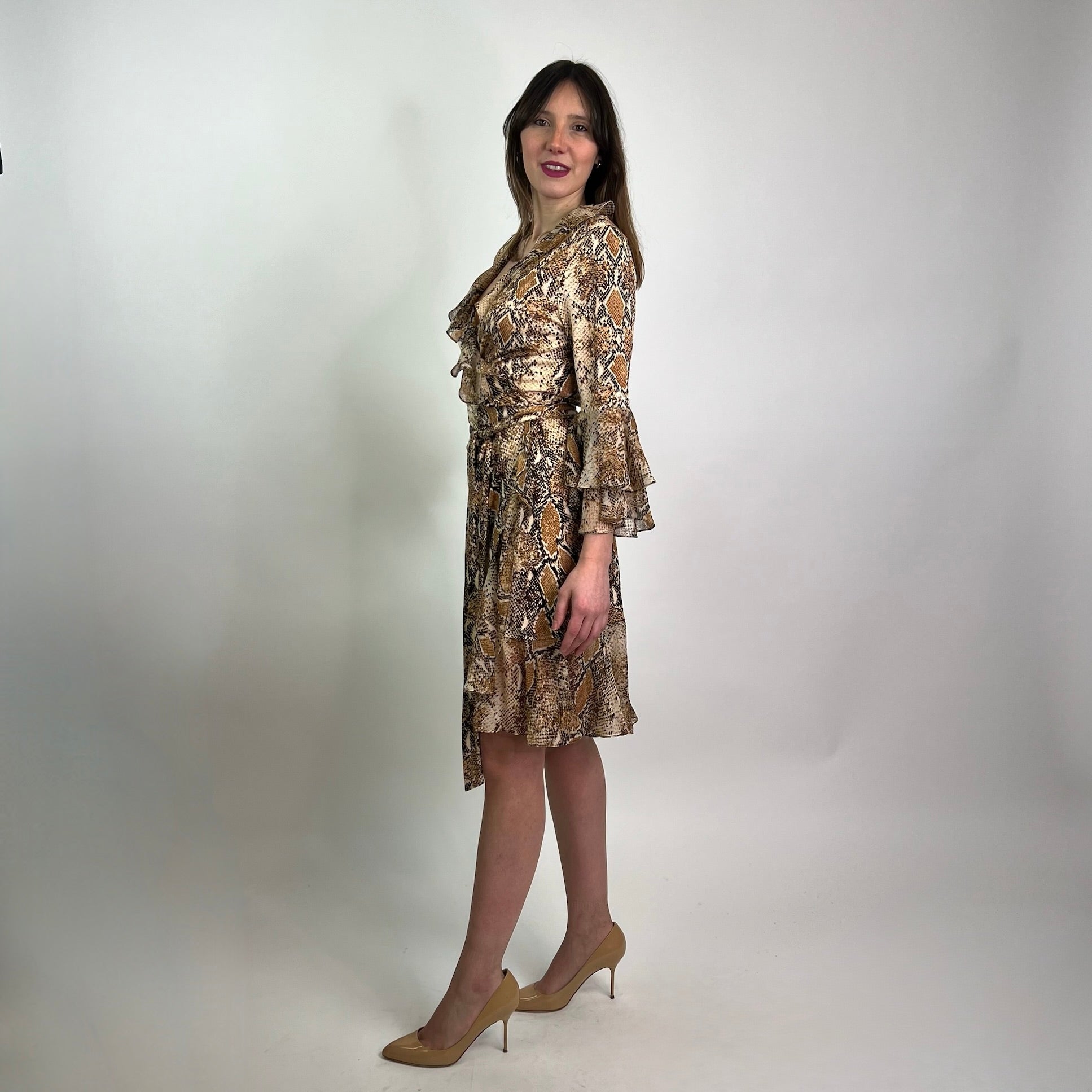 DIANE VON FURSTENBERG Abito a portafoglio stampa pitone 