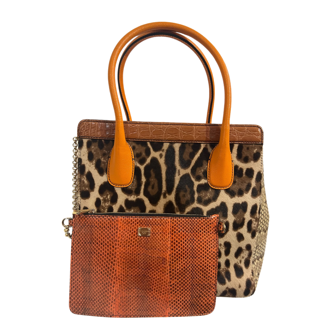 DOLCE & GABBANA Borsa shopping in cavallino maculato