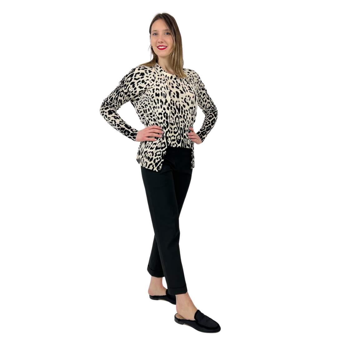 DOLCE & GABBANA Cardigan maculato bianco e nero