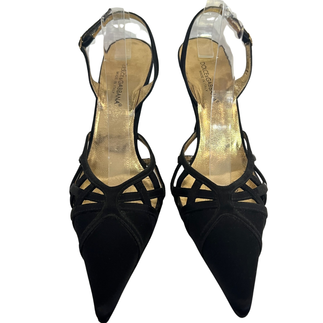 DOLCE & GABBANA Scarpa decolté in raso nero
