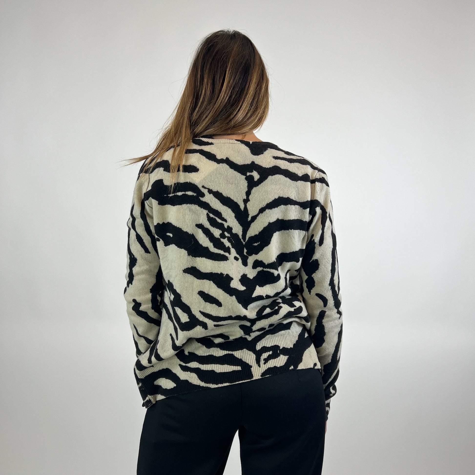 DOLCE & GABBANA Twin set in cashmere tigrato bianco e nero