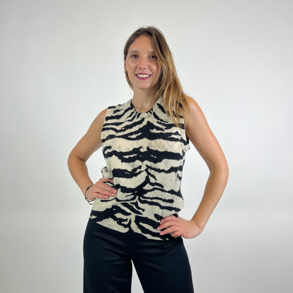 DOLCE & GABBANA Twin set in cashmere tigrato bianco e nero