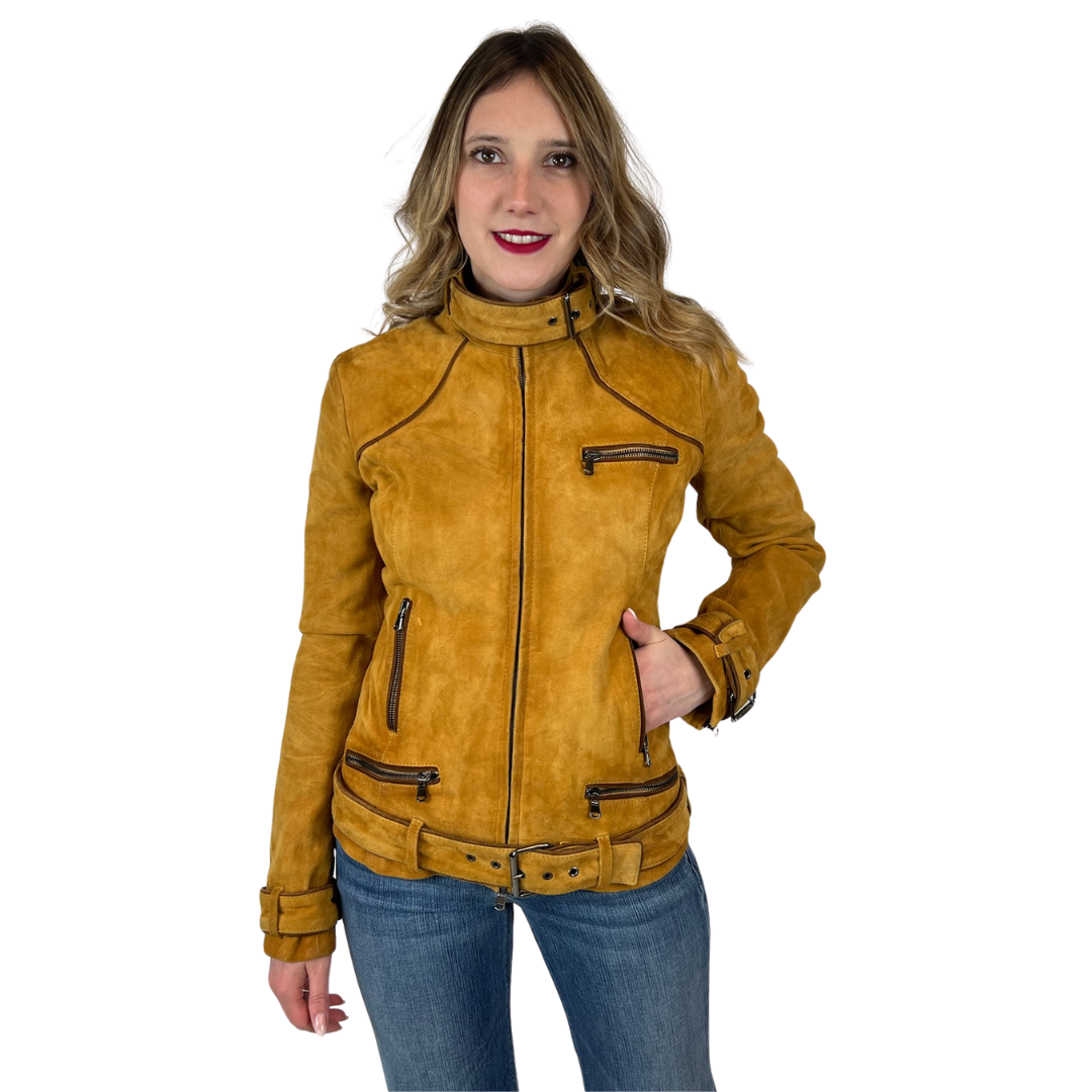 DON DUP Giacca giubbino in renna giallo ocra