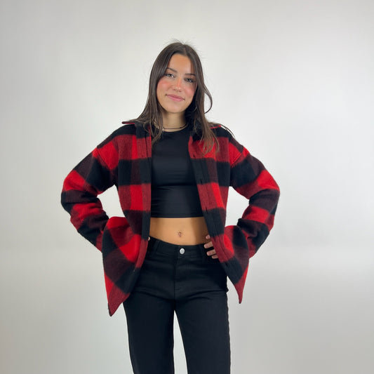 DSQUARED Giacca camicia in lana check rosso