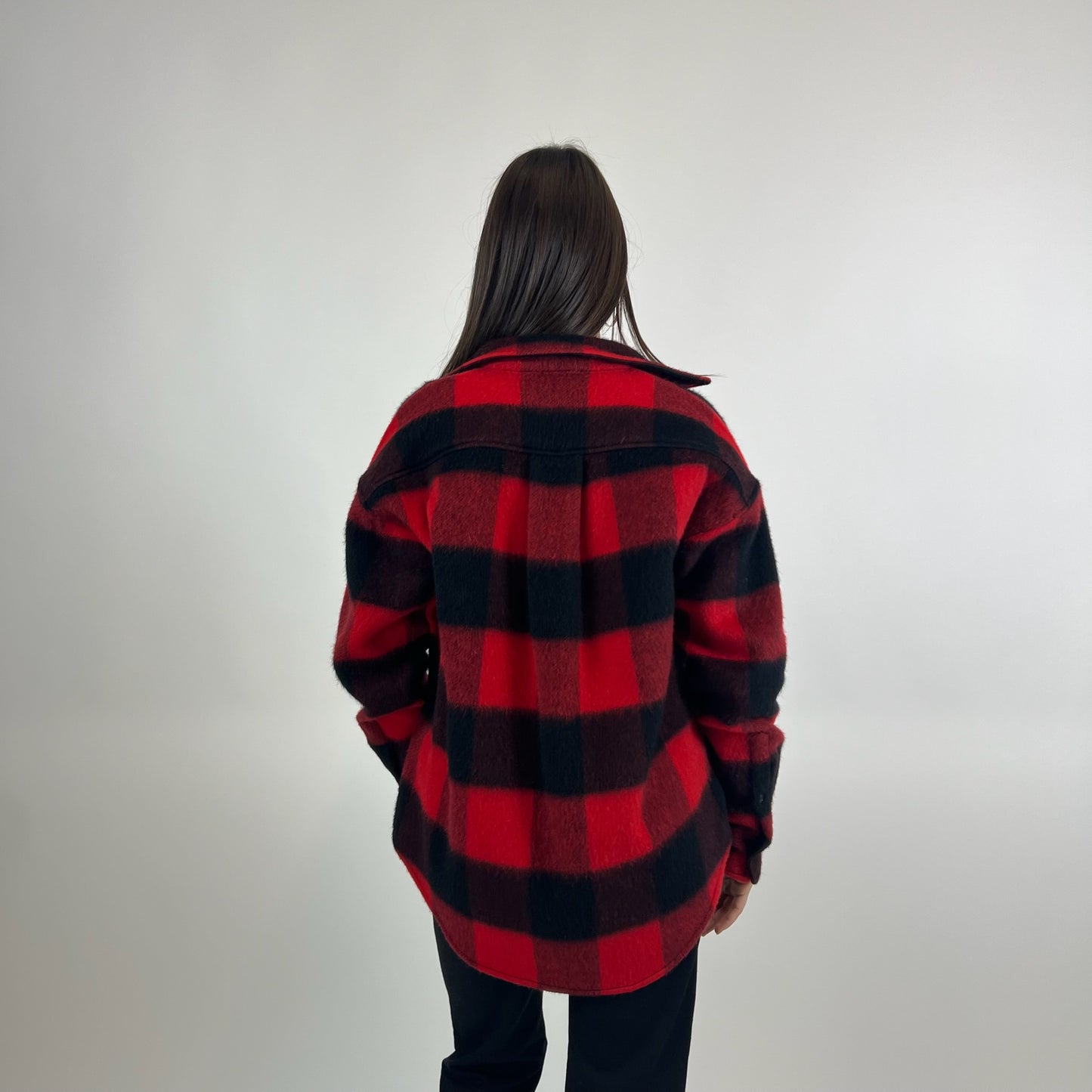 DSQUARED Giacca camicia in lana check rosso