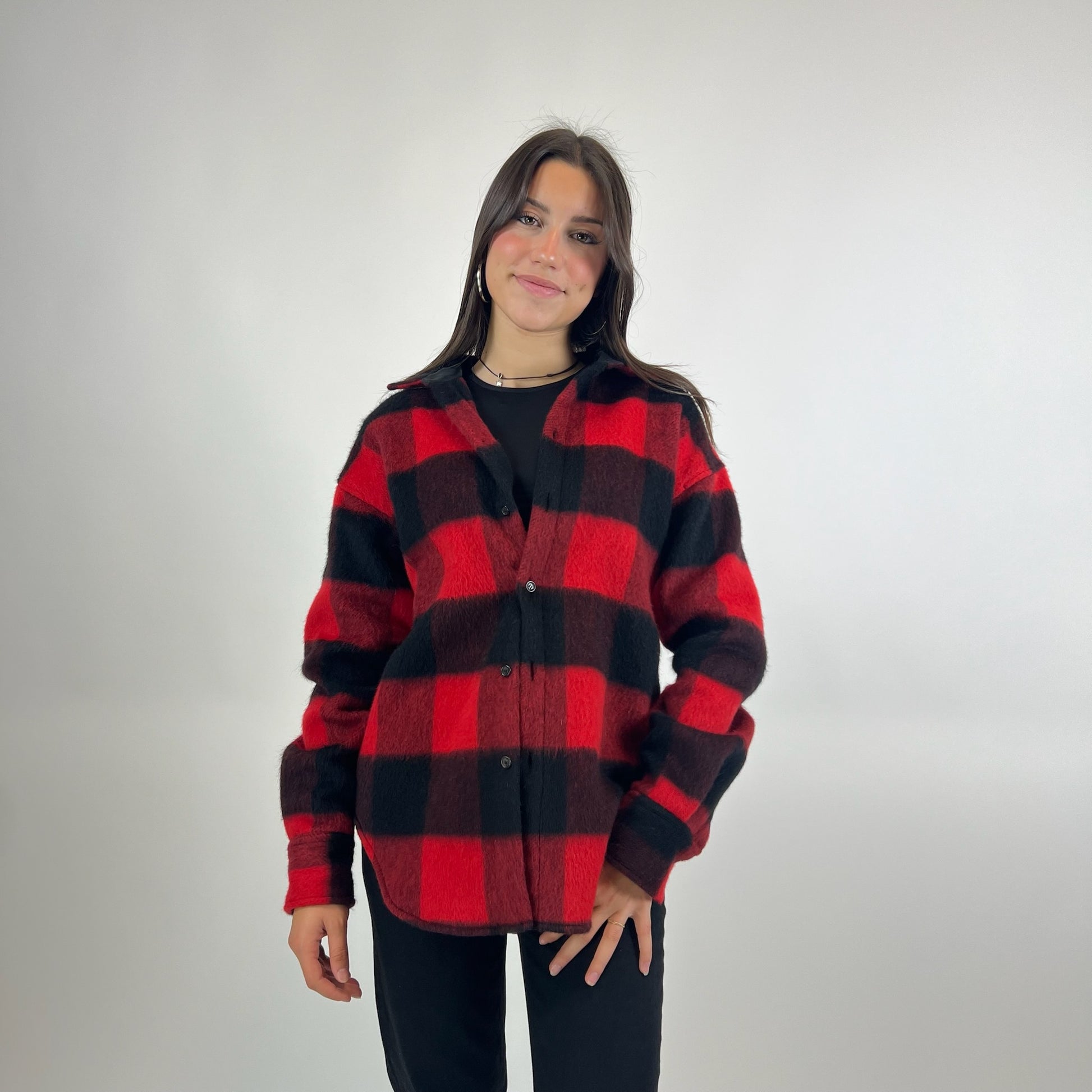 DSQUARED Giacca camicia in lana check rosso