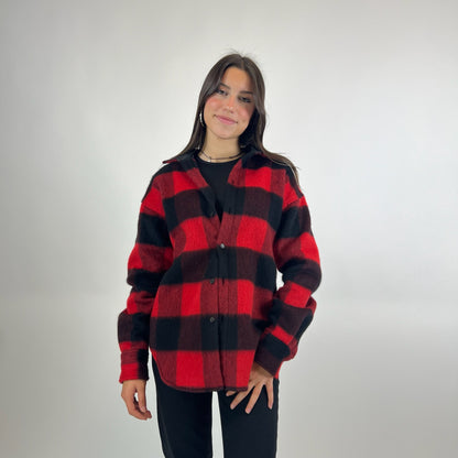 DSQUARED Giacca camicia in lana check rosso
