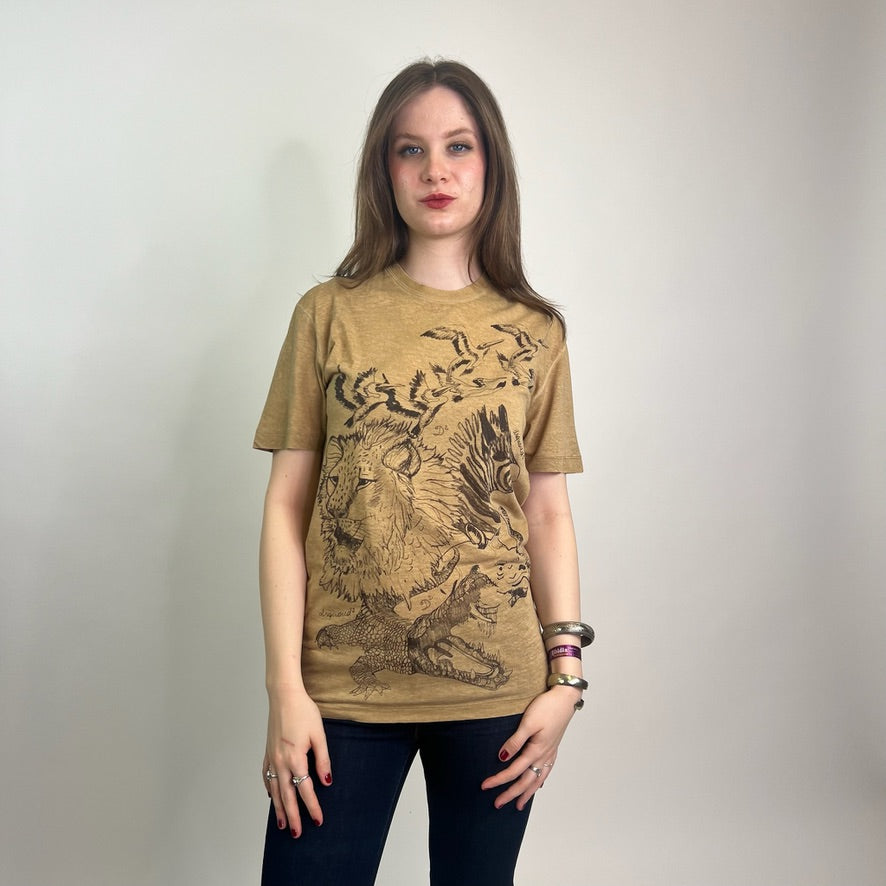 DSQUARED T-shirt color savana stampa animali