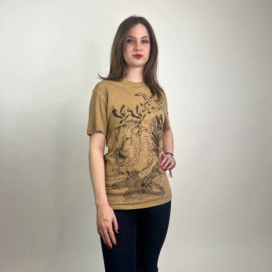 DSQUARED T-shirt color savana stampa animali