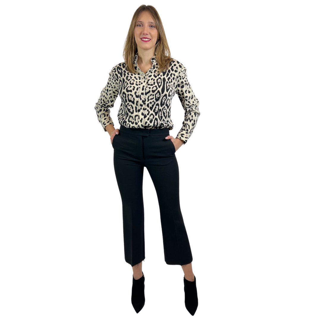 Dolce & Gabbana Camicia in seta maculata bianca e nera