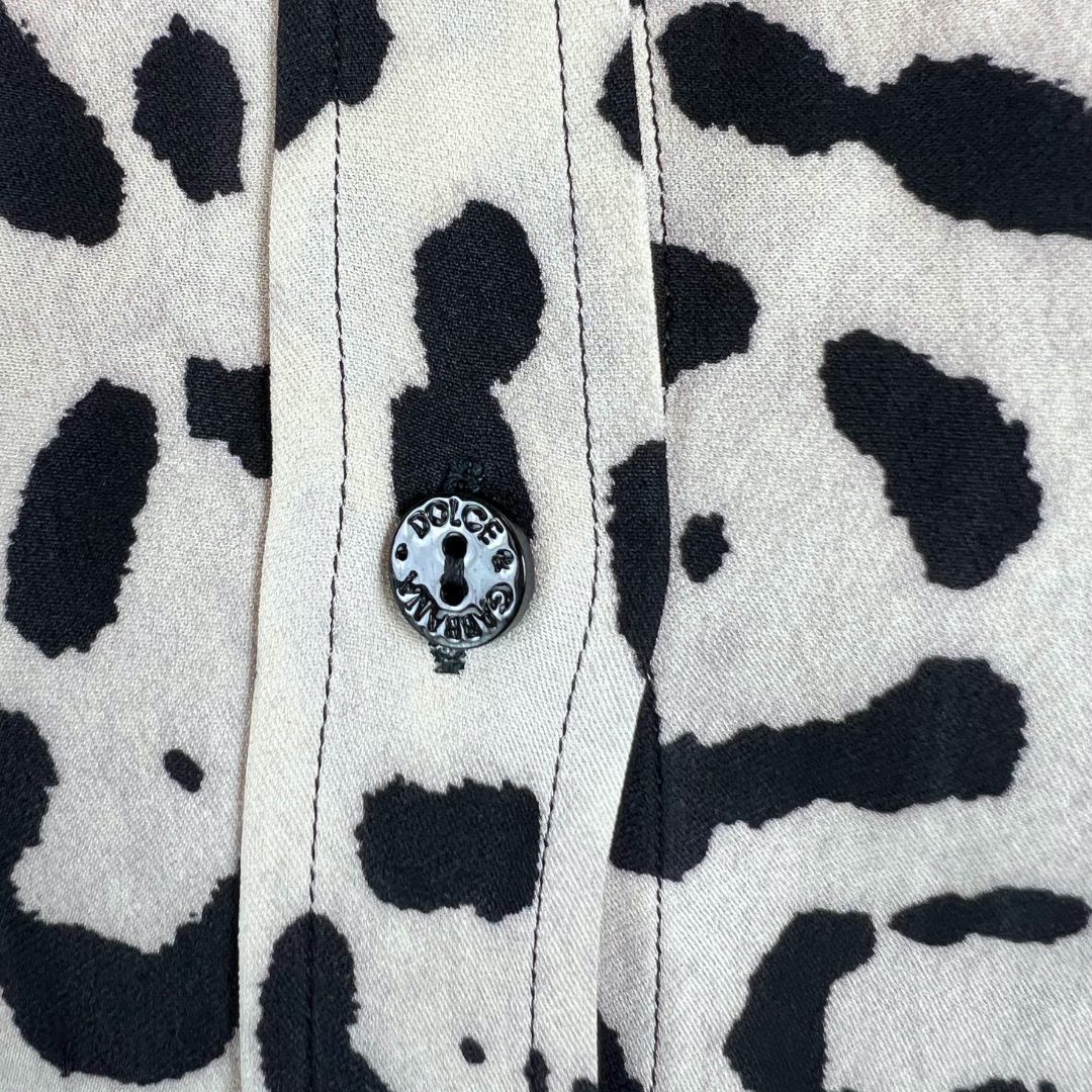 Dolce & Gabbana Camicia in seta maculata bianca e nera