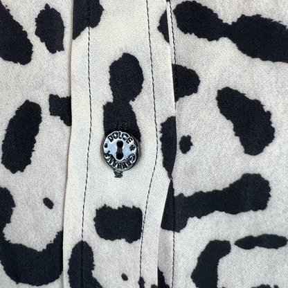 Dolce & Gabbana Camicia in seta maculata bianca e nera