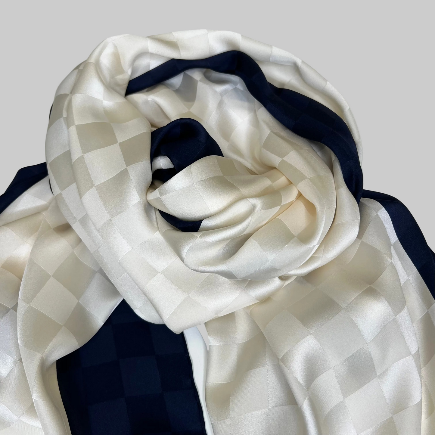 CHRISTIAN DIOR Foulard sciarpa in seta  avorio e blu