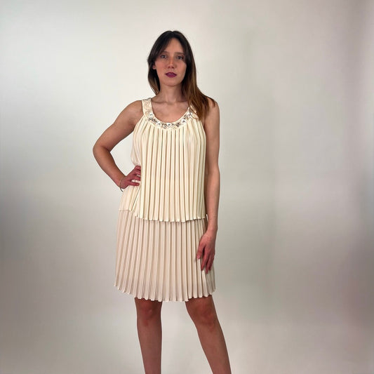 MOSCHINO Abito plissettato panna
