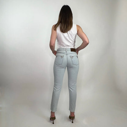 BLUMARINE Jeans azzurro chiaro con dettaglio gioiello