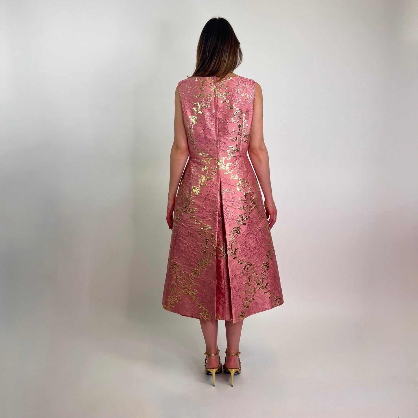DOLCE & GABBANA Abito damascato rosa e oro