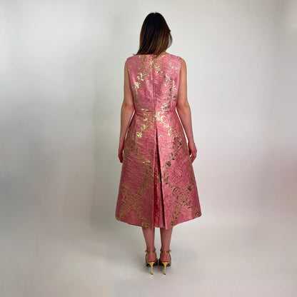DOLCE & GABBANA Abito damascato rosa e oro