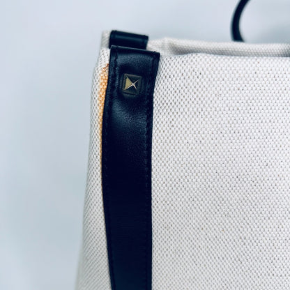 VALENTINO Borsa in canvas naturale con profili neri