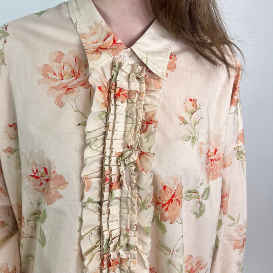 R13 Camicia over nude con rose rosa