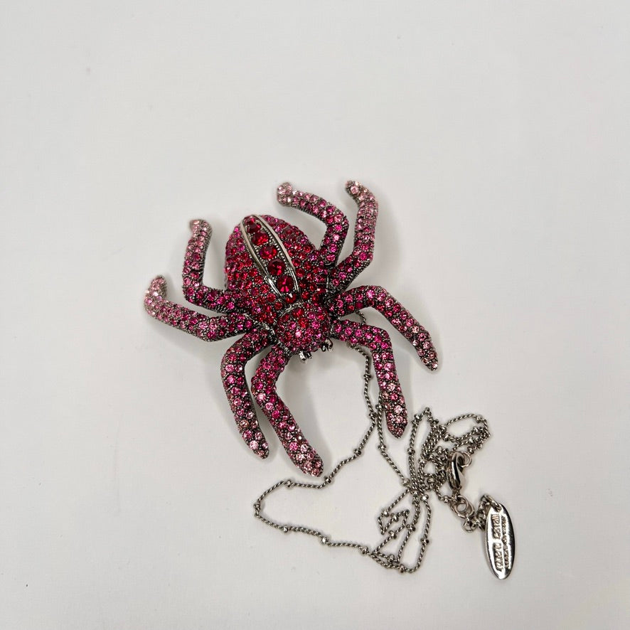 ROBERTO CAVALLI Collana con ciondolo ragno con strass rossi e pink