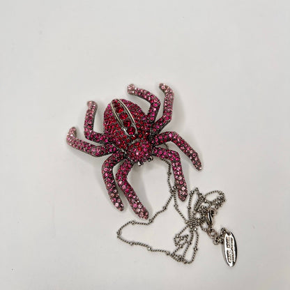 ROBERTO CAVALLI Collana con ciondolo ragno con strass rossi e pink