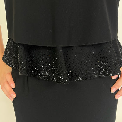 ARMANI COLLEZIONI Abito tubino con balza con strass neri