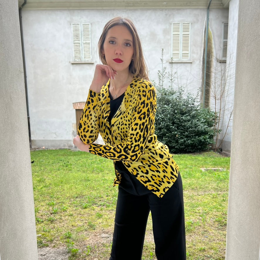DOLCE & GABBANA Cardigan maculato giallo e nero
