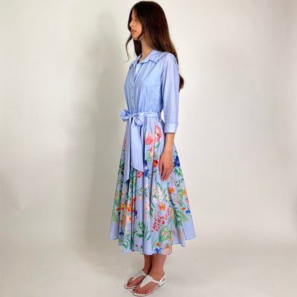 LAVI COUTURE Abito Ninni azzurro con fiori multicolor