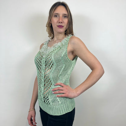 ERMANNO SCERVINO Top in maglia di viscosa verde acqua