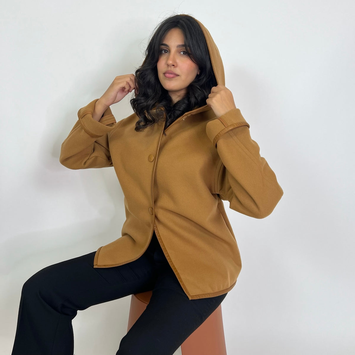CHLOE' Caban Vintage nocciola con profili in pelle