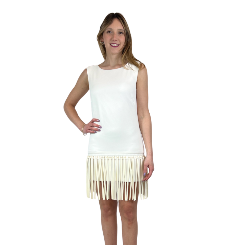ELISABETTA FRANCHI Abito bianco con frange