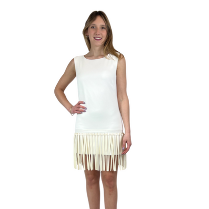 ELISABETTA FRANCHI Abito bianco con frange