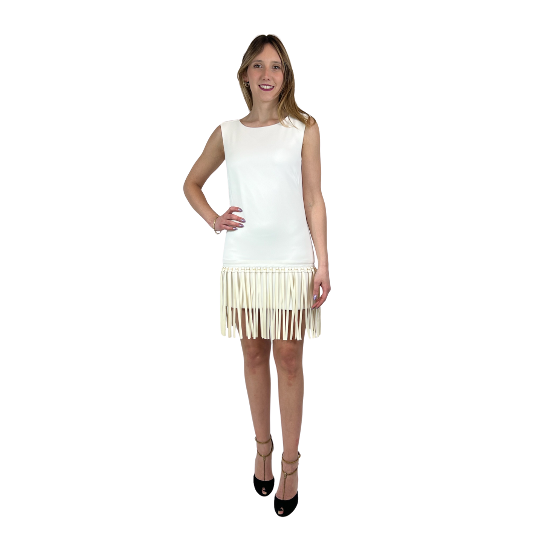 ELISABETTA FRANCHI Abito bianco con frange