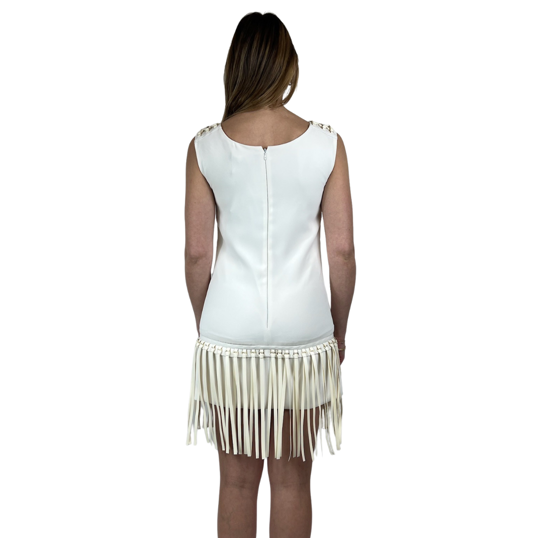 ELISABETTA FRANCHI Abito bianco con frange