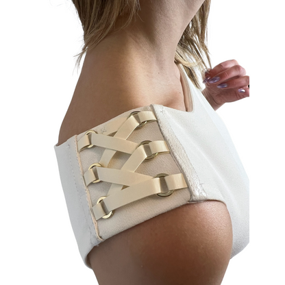 ELISABETTA FRANCHI Abito bianco con frange
