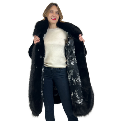 ELSA OLDOINI Pelliccia di castoro lunga nera