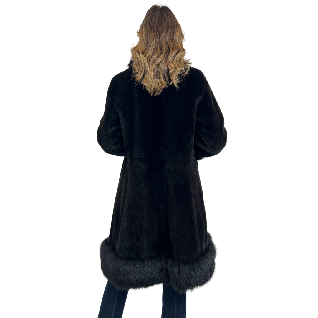 ELSA OLDOINI Pelliccia di castoro lunga nera