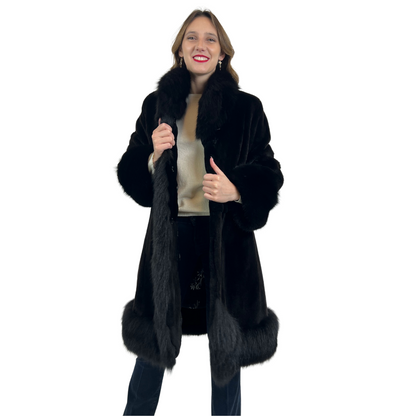 ELSA OLDOINI Pelliccia di castoro lunga nera
