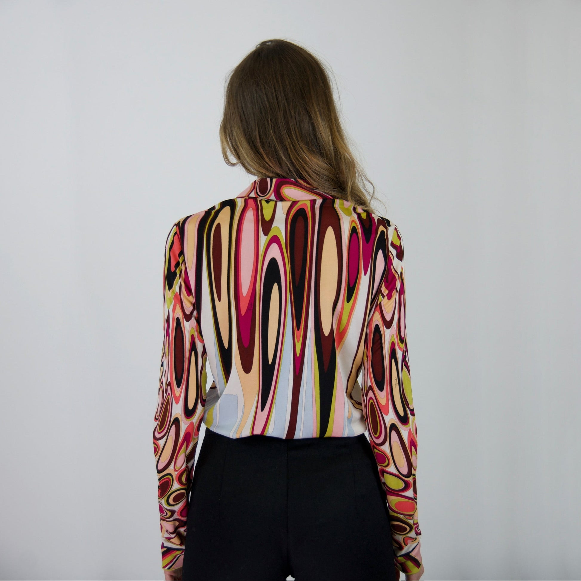 EMILIO PUCCI Camicia in jersey di seta stampa multicolor