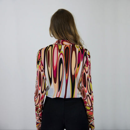 EMILIO PUCCI Camicia in jersey di seta stampa multicolor