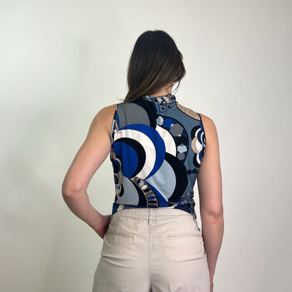EMILIO PUCCI Top a fantasia blu e azzurra