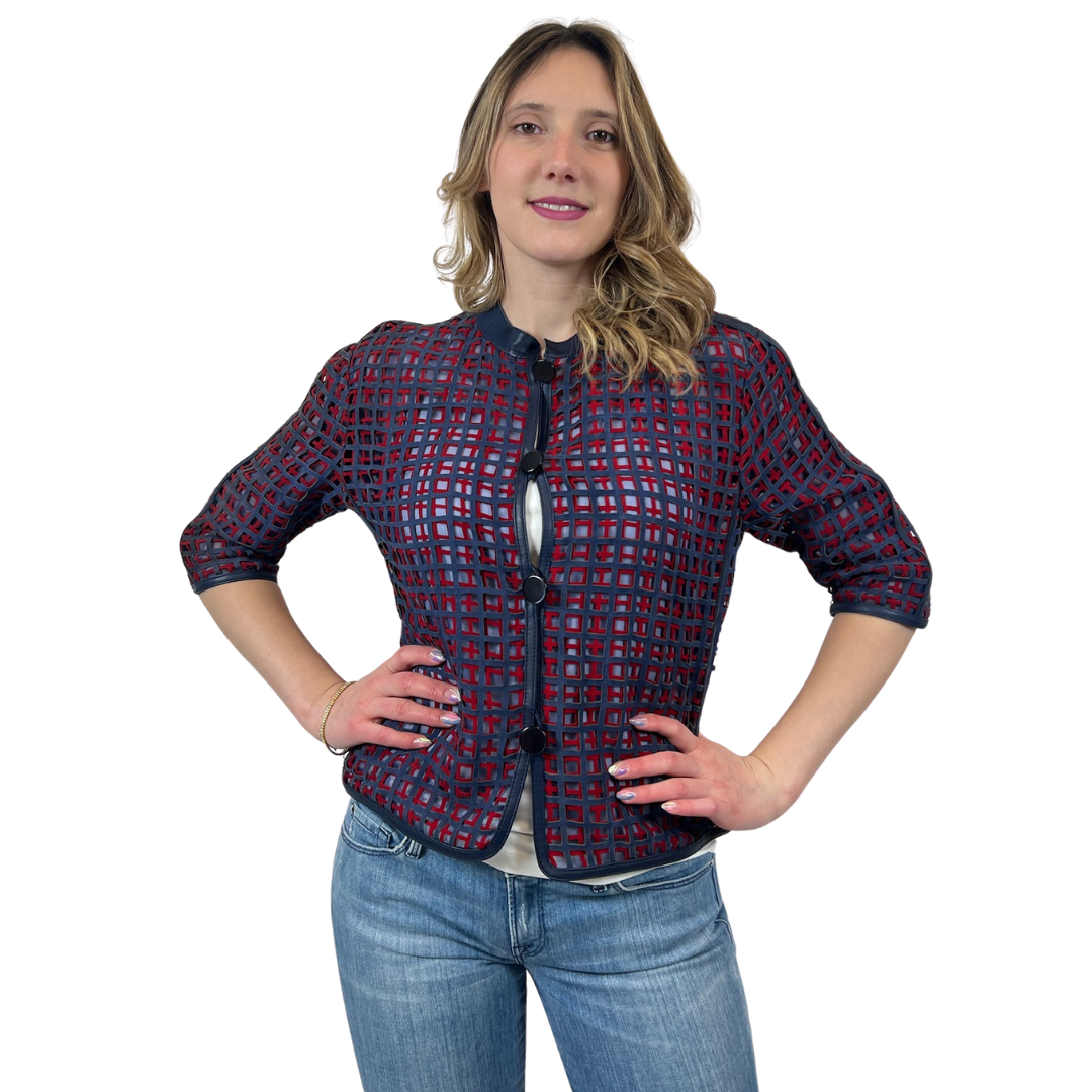 EMPORIO ARMANI Giacca con strisce di pelle scamosciata