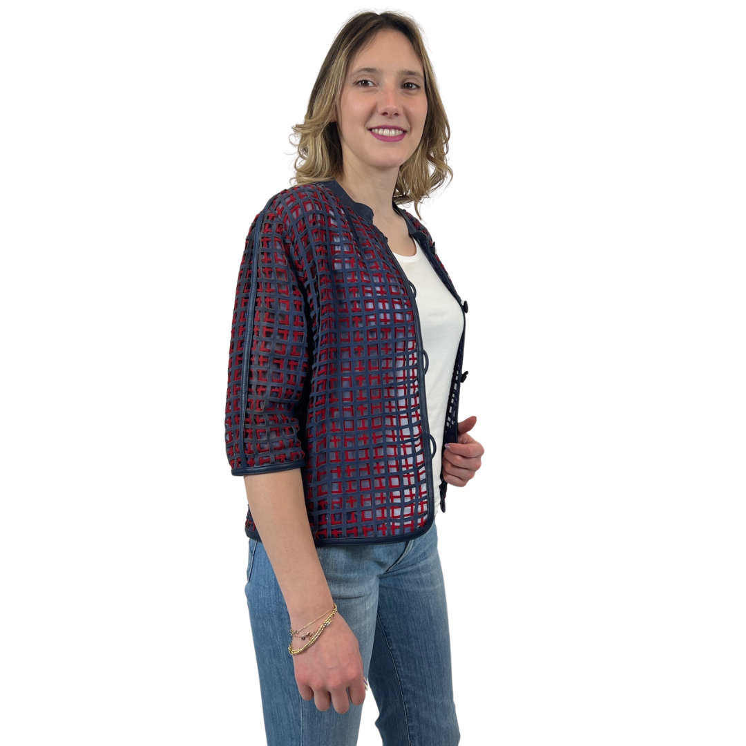 EMPORIO ARMANI Giacca con strisce di pelle scamosciata