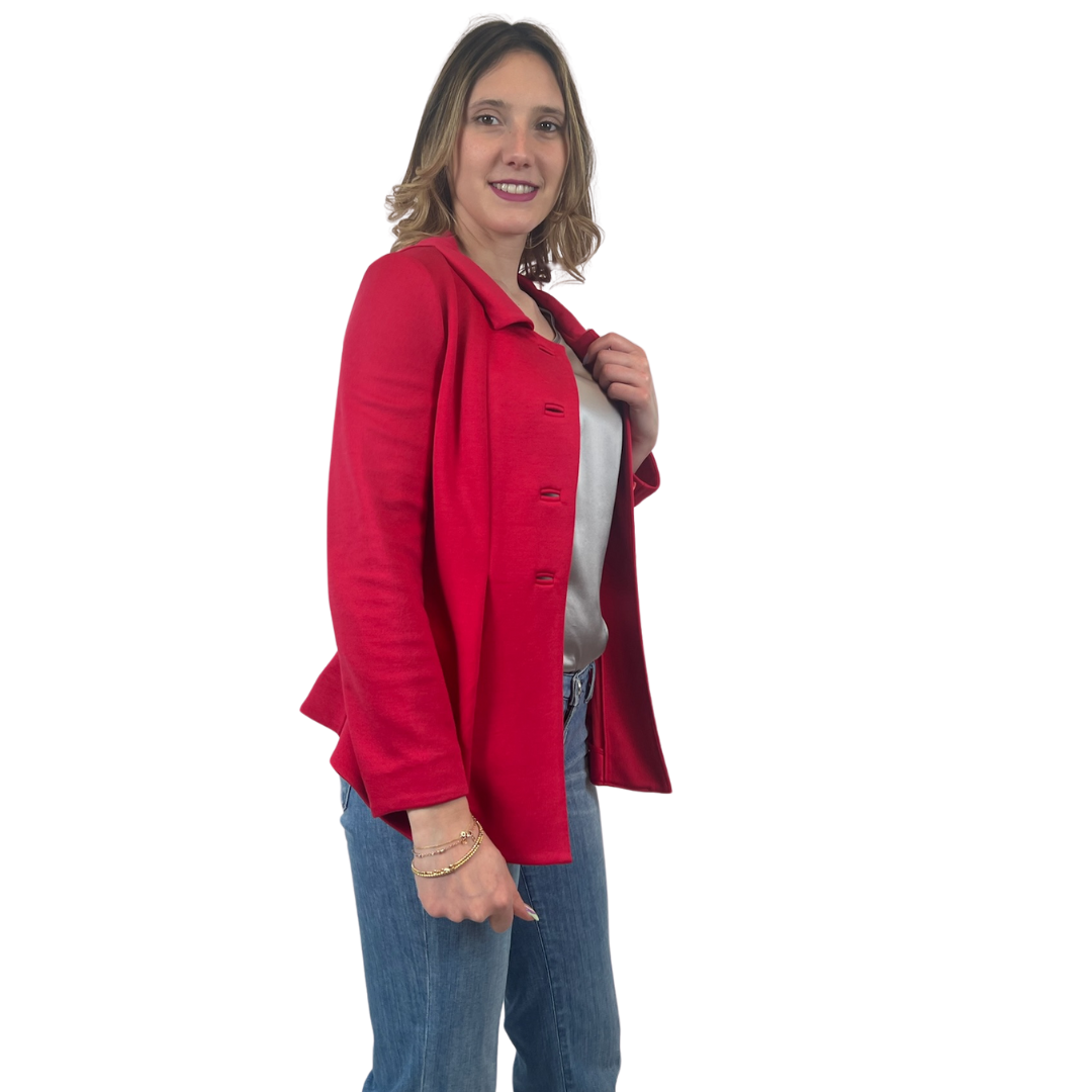 EMPORIO ARMANI Giacca in jersey rosso lampone 