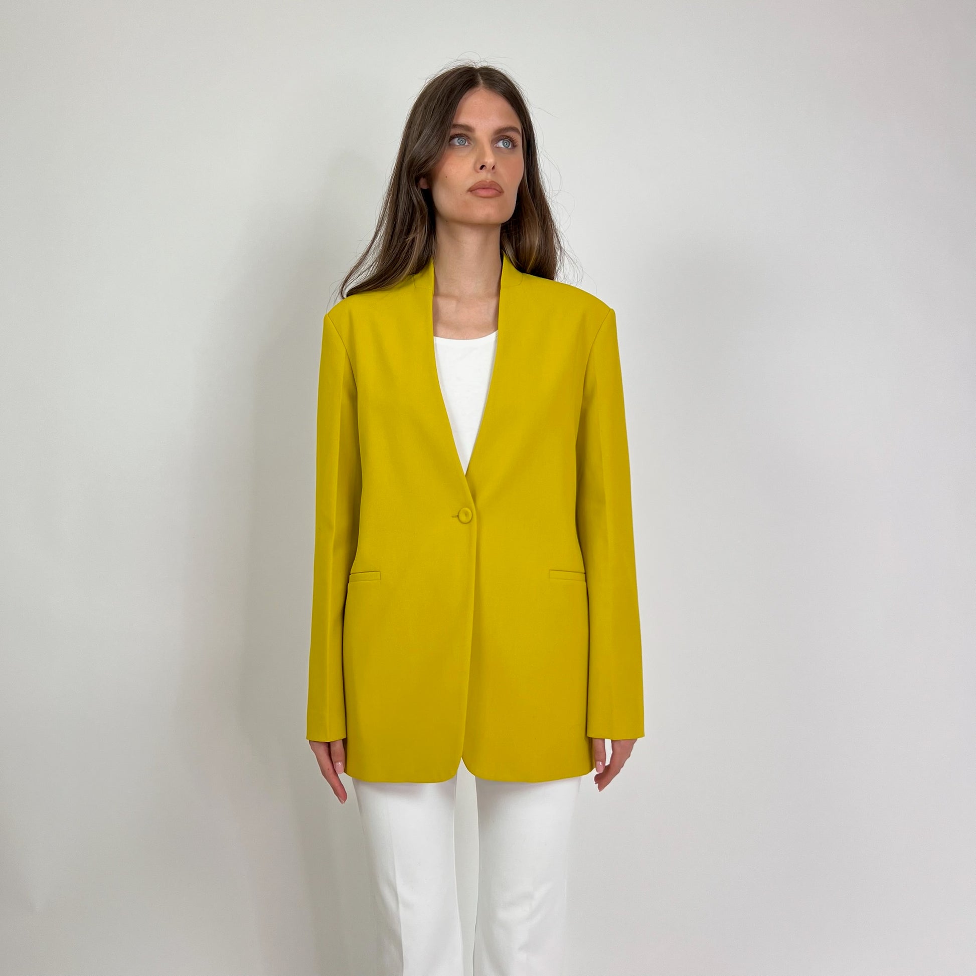 ERIKA CAVALLINI Blazer lungo giallo olio 